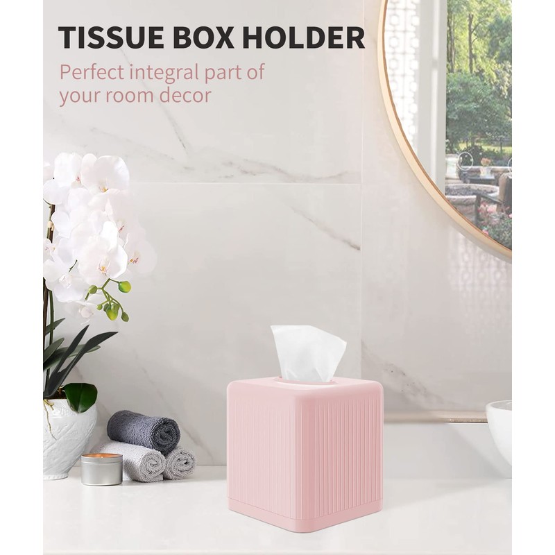 Livelab Tissue Box Cover with Base - Square Plastic Holder,