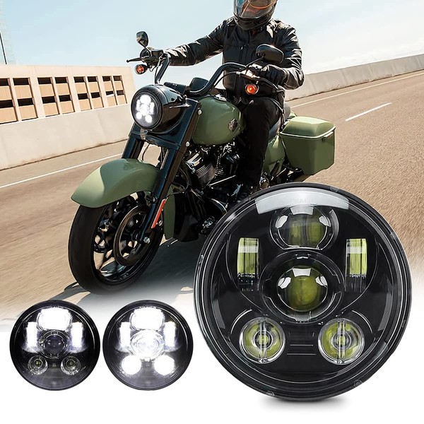 JIAHER Motorcycle Headlight Vehicle Inspection Compatible Universal 5.75 Inch LED