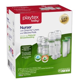 Playtex Baby Dr. Seuss Baby Bottles Gift Set – Newborn Baby Essentials with Binky Pacifiers, Nurser Bottles, Drop-Ins Liners & Bib