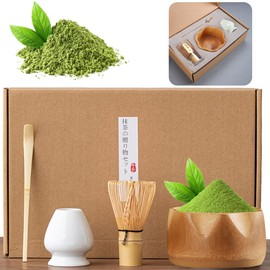 IEYGFAA Juego de Matcha de 4 Piezas, Matcha Kit con Batidor de Matcha Chasen con Tazón de para Matcha, Soporte para Batidor de Matcha, Cuchara de Matcha para amantes del té