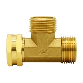 Hooshing Brass Garden Hose Tee Fitting 3/4" GHT Female x Male x Male Pipe Fittings Swivel Garden Hose Adapter