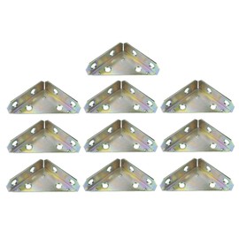 AERZETIX - C57277 - Set of 10 Corner Connection Brackets 50 x 50 x 17 mm - Mounting Right Corner Plate - 90° Metal Furniture Connector - Yellow Galvanised Steel - for Wood Metalware