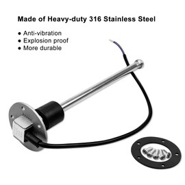 EMIHO240-33 ohms 10"(250mm) Fuel Level Sending Unit for Marine Boat Truck Car Fuel Water Level Gauge Sensor Stainless Steel Fuel Gas Tank Sender 5 Hole