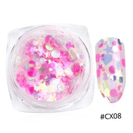 Vaguelly 12pcs DIY Manicure Supplies Multi-Shaped Gems Stickers Holographic Nail Art for Women Ladies