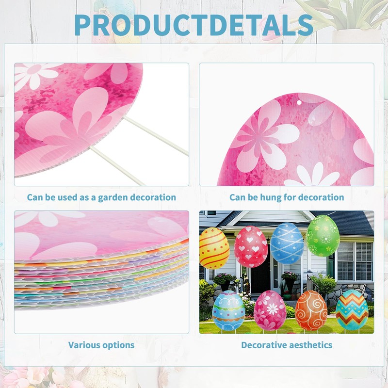 YiYa 12 Pcs Easter Egg Outdoor Decorations Waterproof Easter Garden