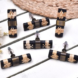 Indian Shelf 6 Pieces Natural Rattan Cabinet Knobs- Wicker Dresser Pulls- Rattan Pulls- Wicker Knobs- Rattan Knobs- Bamboo Drawer Pulls- Boho Dresser Knobs- Wood Knobs- Cabinet Pulls and Knobs