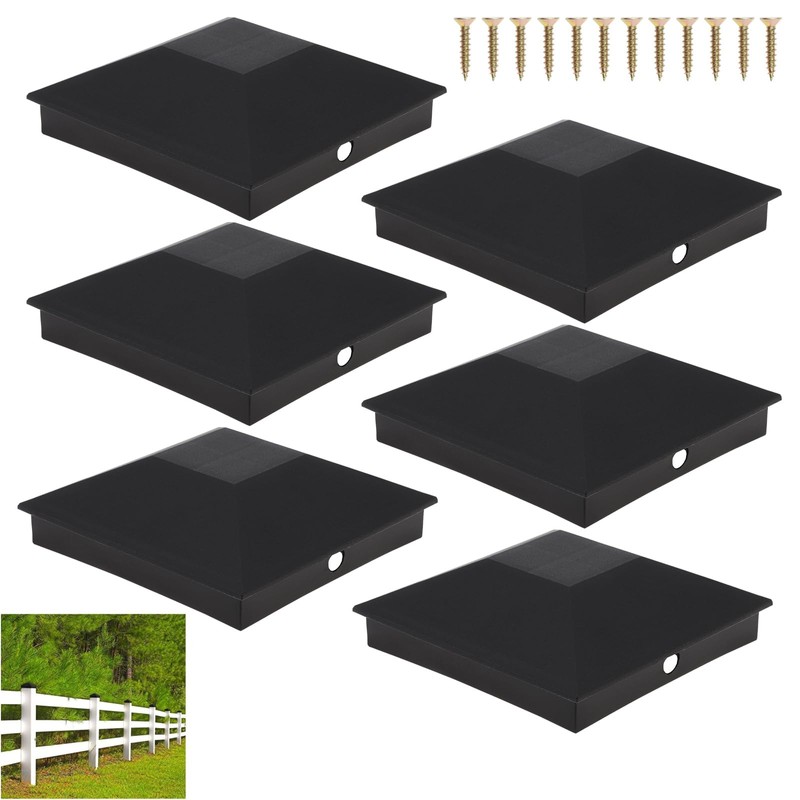 6 Pcs 4x4 Wood Fence Post Caps (3.5inx3.5in), PNXKTXO Black