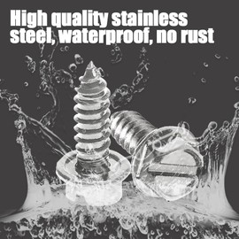 WINUERK 8Sets Rustproof License Plate Screw Kit, Anti-Theft Stainless Steel Car Bolts Fasteners Kit with Rattle Proof Pad, Self Tapping Mounting Bolts for Securing Front and Back License Plate Frame