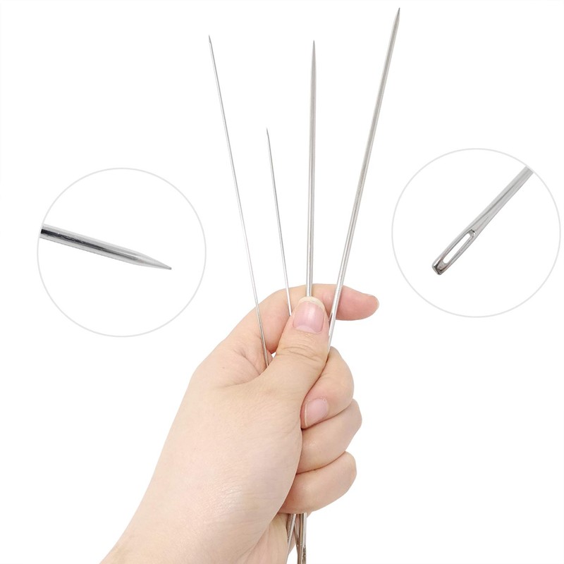 Honbay 4PCS 6/9/10/12 Inch Long Straight Hand Needles Sewing Upholstery