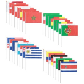BESPORTBLE 32 Countries Flags on Stick,Hand Held Mini National Flags Banners,Flags Of The Decorations,Flags Of The World Game Eurovision Euro Football,World Travel Map Pin Board
