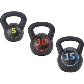 Fitvids ​Wide Grip 3-Piece Kettlebell Exercise Fitness Weight Set, Include 5 lbs, 10 lbs