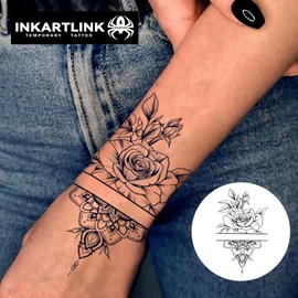 INKARTLINK 2 Pcs Tattoo Stickers 2 Weeks Waterproof Jagua Tattoo Stickers Semi Permanent Tattoo Stickers Cute Women Arm Back Flower