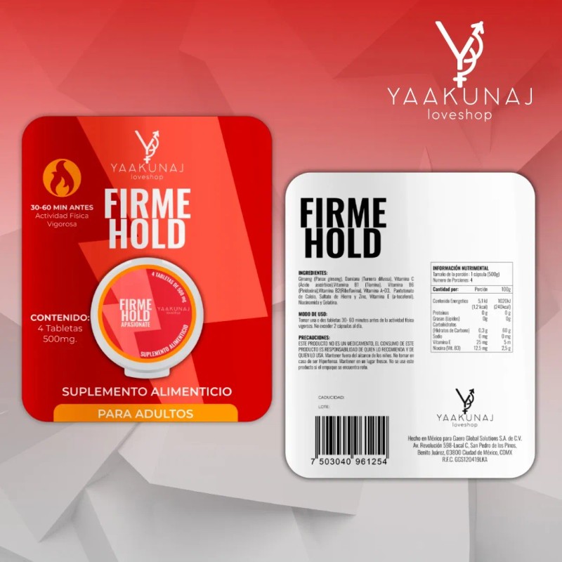 Energía Masculina Yaakunaj Firme Hold Tabletas 500mg Natural