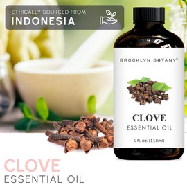 Brooklyn Botany Clove Essential Oil - Huge 4 Fl Oz - 100% Pure and Natural - Premium Grade with Dropper - for Aromatherapy and Diffuser