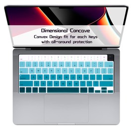 HRH Silicone Keyboard Cover for MacBook 2025-2021 Pro 14" 16" M4 M3 M2 M1 Pro Max Chip,MacBook Air 15" 13.6" M4 M3 M2 Chip A3240 A3241 Keyboard Protective Skin-Ombre Green