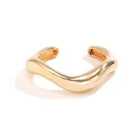 ACCZ Chunky Heavy Metal Open Cuff Bangles for Women Irregular Wide Arm Bracelet 18K Gold Plated Bangle Hammered (golden)