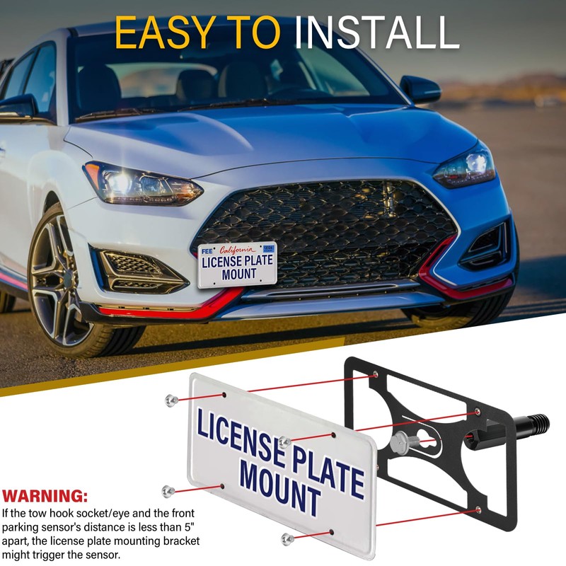 No Drill License Plate Holder Compatible with Hyundai Tucson 2010-2021