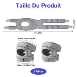 VEGCOO 2 Stück Wellness Kniebandage, Knee Braces, Verstellbare Knieunterstützung, Stabilisierende Kniehilfe, für Gymübungen und Laufen (Grau)