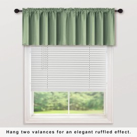 KOUFALL Sage Green Valance Curtains,Boho Kitchen Curtain Valances for Winows Living Room Bathroom,52 Wide x 12 Inch Length