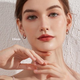 ZDaoBen 18K White Plated Hoop Earrings - Simple Hypoallergenic Hoops for Women & Men - 18MM Sleeper Earrings