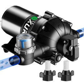 POXURIO 7GPM RV Water Pump, 70PSI 12V DC Fresh Water Pump, Self-Priming Diaphragm Water Pump with Pressure Switch and Filter for RV, Garden, Yacht, Camping