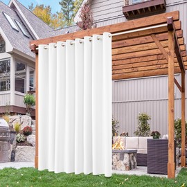 Deconovo Solid Grommet Waterproof Outdoor Wide Curtains for Patio, White, 105W x 96L