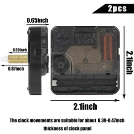 2pcs High Torque Quartz Clock Movement Mechanism Replacement Clock Kit with 7 Different Pairs of Hands Clock for DIY Handicrafts Repair Clock Parts Shaft Lengths 22mm