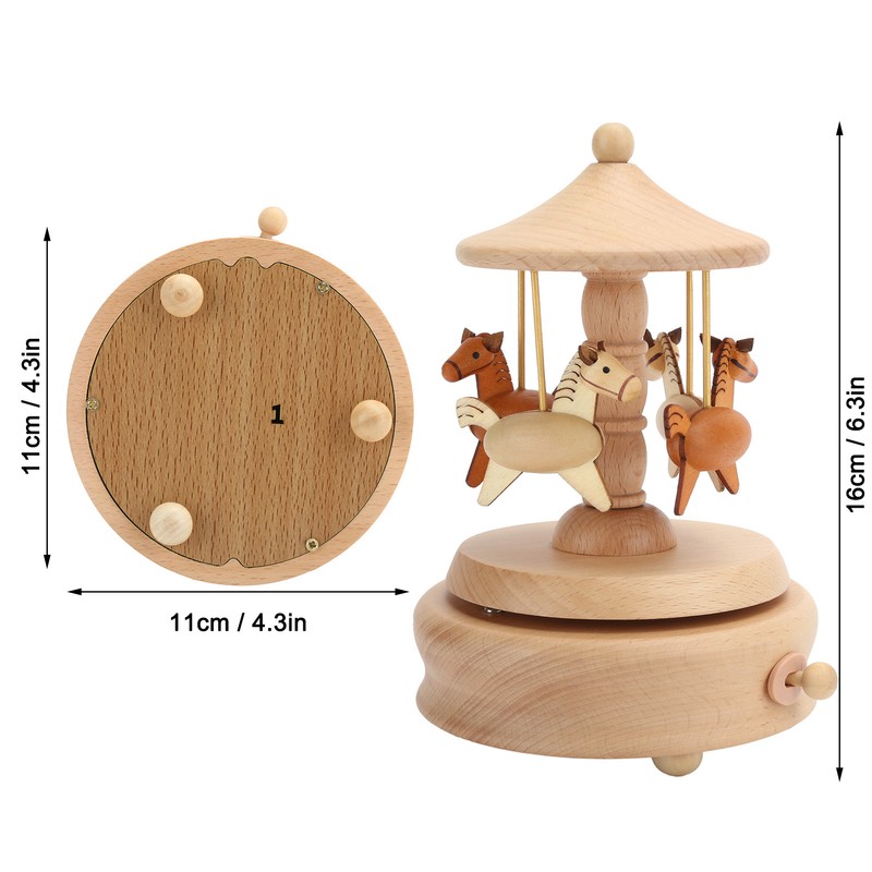 Cute Music Box Wooden Rotating Musical Box Wood Crafts Birthday