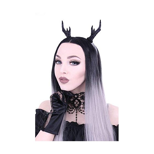 RE Style Deer Antlers Headband, Gothic Headwear Black
