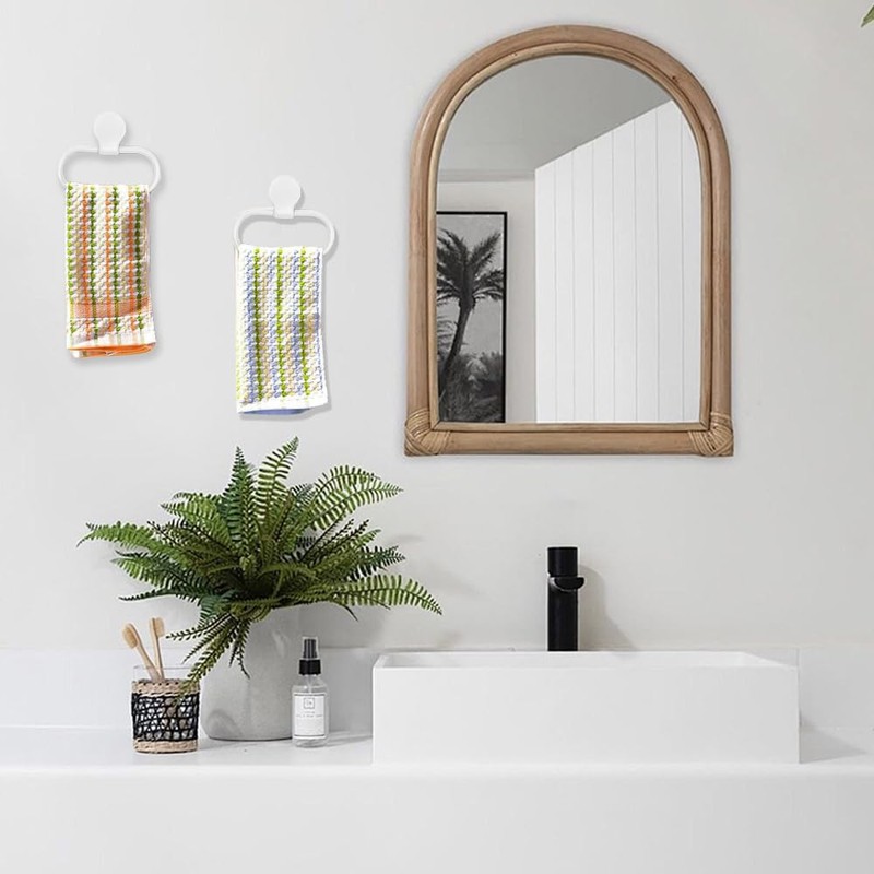 Towel Holder Ring White Towel Plastic Hanger No Dilling Hand