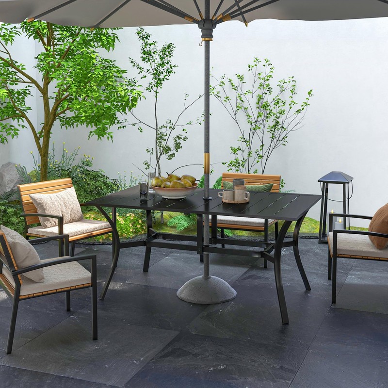 Outsunny Rectangle Outdoor Dining Table for 6 People, Steel Rectangular
