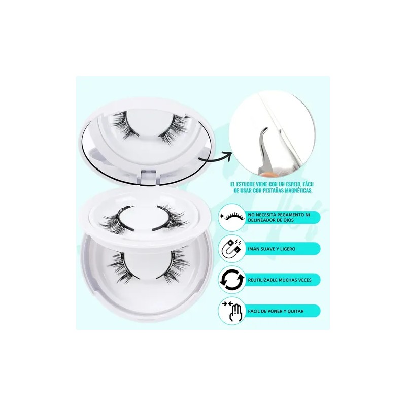 Pestañas Postizas Magnéticas Kit Con Aplicador 2 Pares