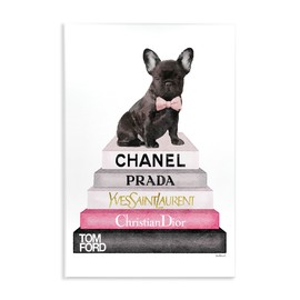 Stupell Industries Book Stack Fashion French Bulldog Wall Plaque, 10x15, Multi-Color
