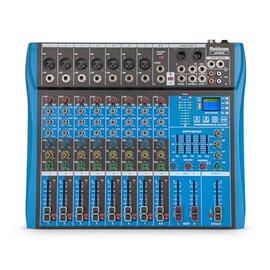 BEKBOES Professional Audio Mixer, 8 Channel, Input 48V Phantom Power Stereo Digital USB Bluetooth MP3 Computer Input, Build-in 16 Effect DSP, for Recording, Live Streaming, Podcasting MG80S