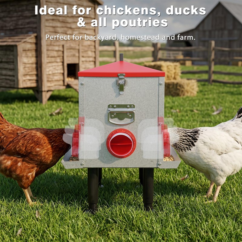 55LB Large Capacity Automatic Chicken Feeder with Window, 8 Feeding
