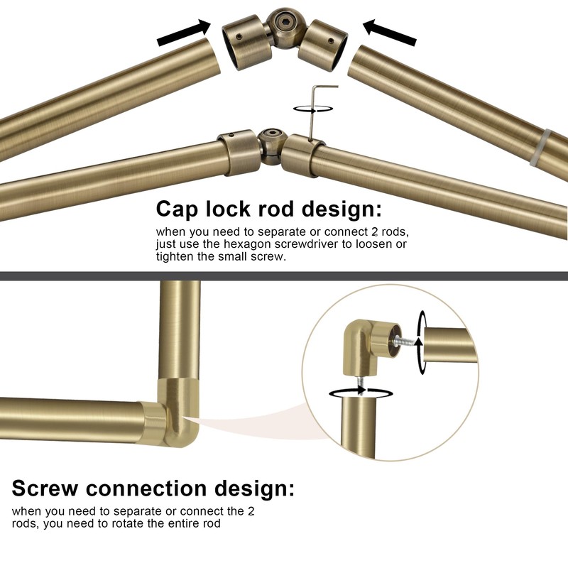 Mayrhyme Antique Bronze Bay Window Curtain Rods with Aluminum End