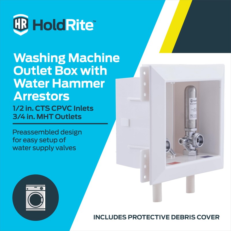 Holdrite 3/4 Inch MHT Washing Machine Outlet Box with Water