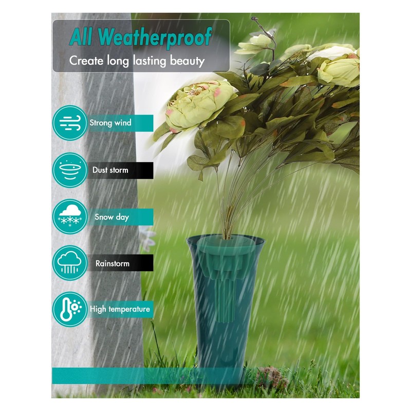 Cemetery Vase Rubber Inserts, Silicone Secure Flowers Holder for Headstone