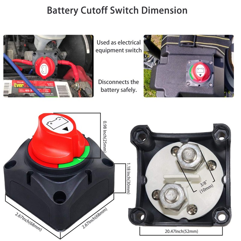 Battery Disconnect Switch, Gioyonil 12-48V Master Power Cut Shut Off