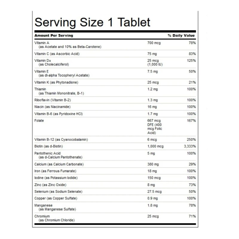 Multivitaminico Para Mujer Vitamina A, C D E, B1 B2