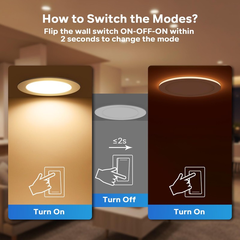 LVWIT 6 Pack 4 Inch LED Recessed Lighting with Night