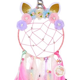 QtGirl Dream Catchers for Kids Unicorn Wall Decor for Girls Bedroom Flower Feather Wall Hanging Decoration