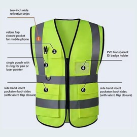 Visibility Hi Vis Vest Waistcoat equestrian high vis Safety, Hi Vis Vests for Women & Men High Visibility Reflective (Green, XL)
