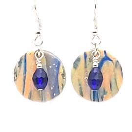 Coastal Swirl - Blue Coral Cream Silver - Dangle Earrings - Handmade