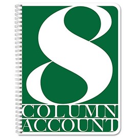 BookFactory 8 Column Account Book/Ledger Book/Accounting Ledger/Notebook (8 Columnar Book Format) - 100 Pages, 8.5" x 11", Wire-O (ACT-100-7CW-PP-(Accounting-8))