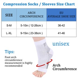 4 Pairs Foot Compression Socks Nano Neuropathy Socks Support Socks Foot Compression Socks Compression Socks Men Women Foot Bandage Plantar Neuropathy Socks for Sports Fitness Running (White, L/XL),