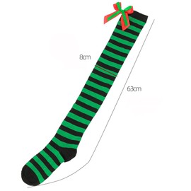 Anevous 1 Pair of Christmas Stockings, Overknee Stockings with Bow, Christmas Socks, Long Stockings, Winter Socks, Leg Warmers, Thigh High Socks for Christmas, Women, Red White A