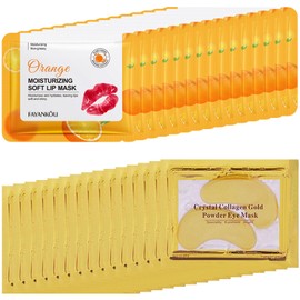 Tnoctuh 30 Pairs Lip Mask & Eye Mask, 24K Gold Gel Crystal Collagen Under Eye Patches, Effectively Moisturizing Lip Masks Reducing Fine Lines Dark For Women Men