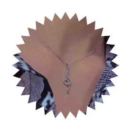 Dervivea Boho Crystal Snake Necklace Choker Cz Snake Pendant Necklace Tiny Serpent Necklace Silver Snake Chain Necklace Punk Snake Necklace Jewelry for Women and Girls