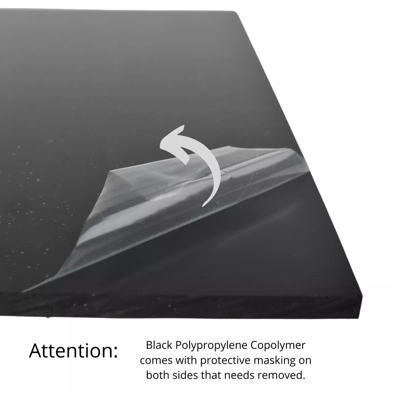 BuyPlastic Black Polypropylene Copolymer (PPC) Plastic Sheet 1/2" x 6"